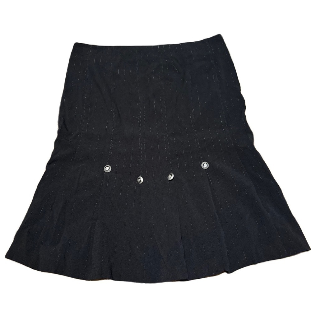 Guess Black Midi Skirt with Button Accents Pleated Sz 24 0 Vintage Y2K 90s